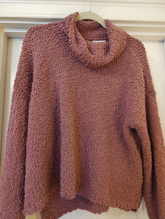 Studio Sweaters - Studio Dusty Mauve Popcorn Cowl Turtleneck Sweater